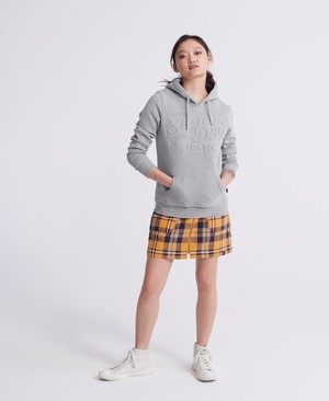 Superdry Tokyo 7 Embossed Női Kapucnis Pulóver Szürke | BHAXO8713